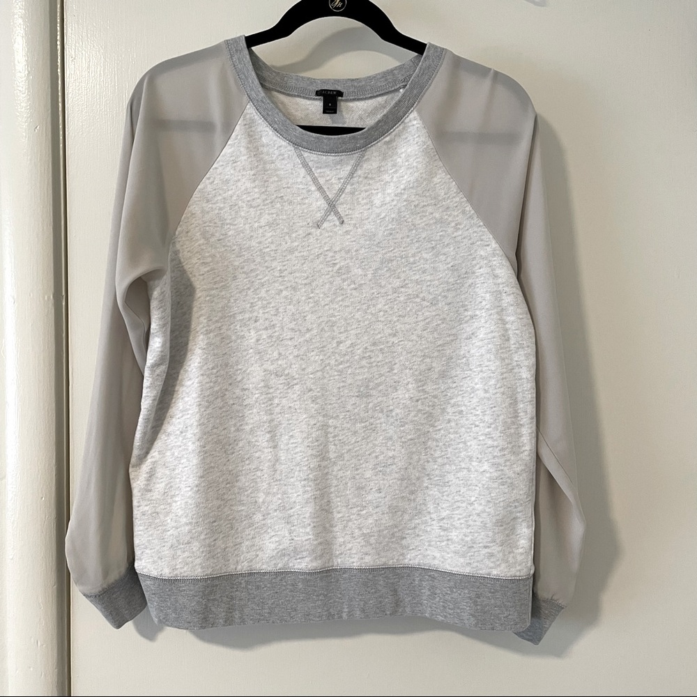 J. Crew gray sheer sleeve sweatshirt